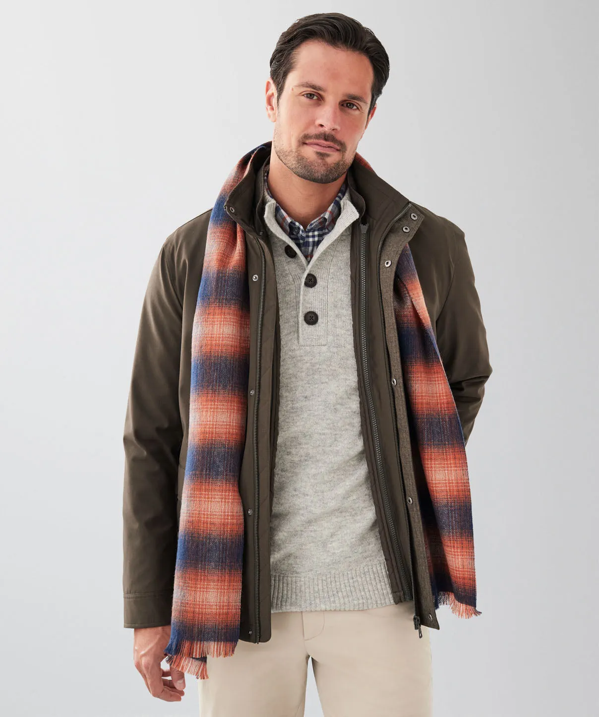 Wool Check Scarf - Navy sold by GAZMAN product image thumbnail 3