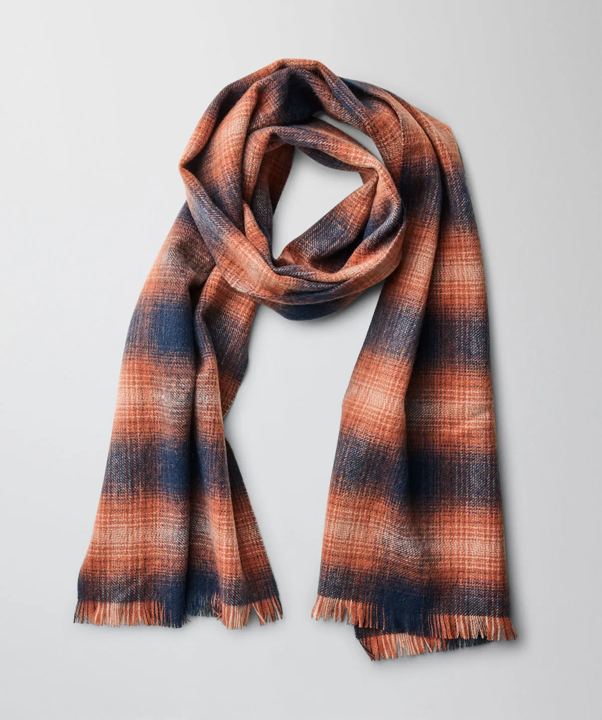 Wool Check Scarf - Navy sold by GAZMAN