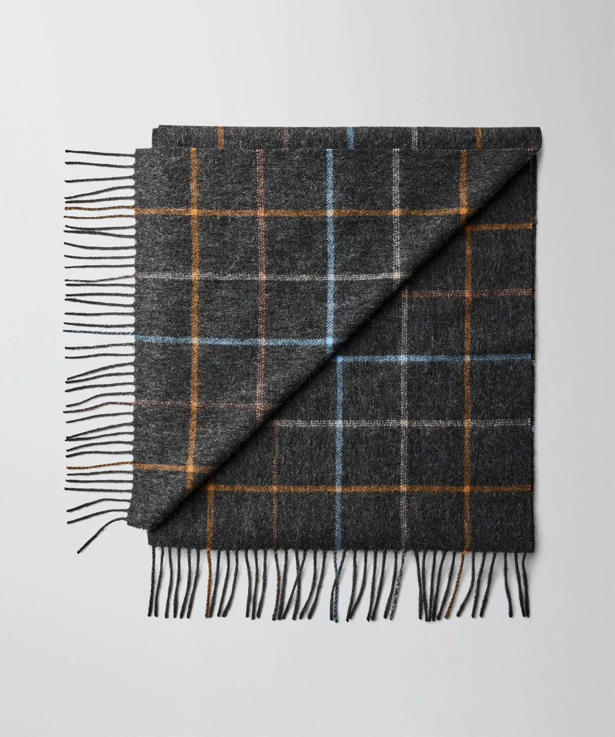 Wool Fine Check Scarf - Grey Mix sold by GAZMAN product image thumbnail 2