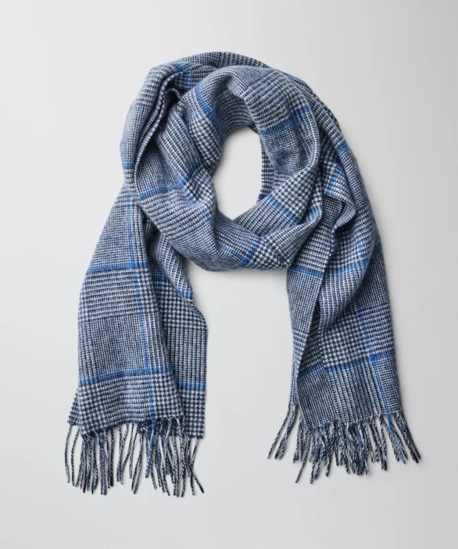 Wool Check Scarf - Blue sold by GAZMAN