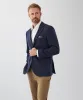 Brushed Wool Blend Check Sports Jacket - Navy sold by GAZMAN