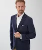 Brushed Wool Blend Check Sports Jacket - Navy sold by GAZMAN