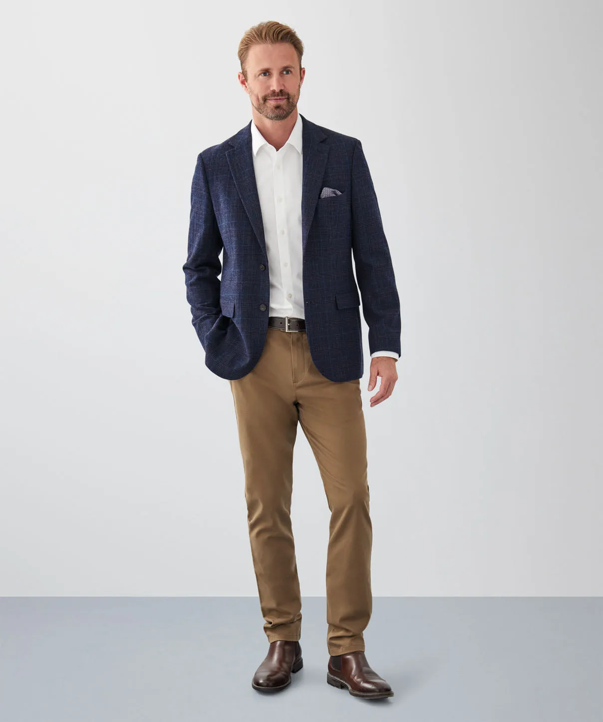 Brushed Wool Blend Check Sports Jacket - Navy sold by GAZMAN product image thumbnail 4