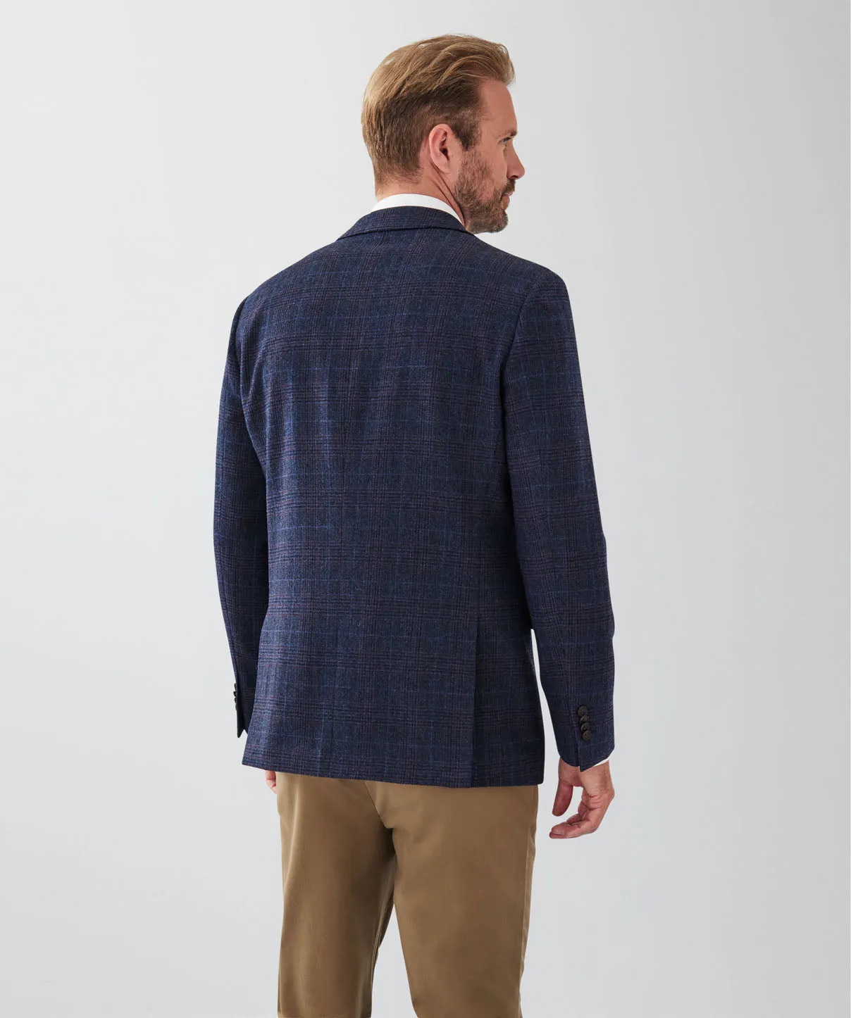 Brushed Wool Blend Check Sports Jacket - Navy sold by GAZMAN product image thumbnail 2