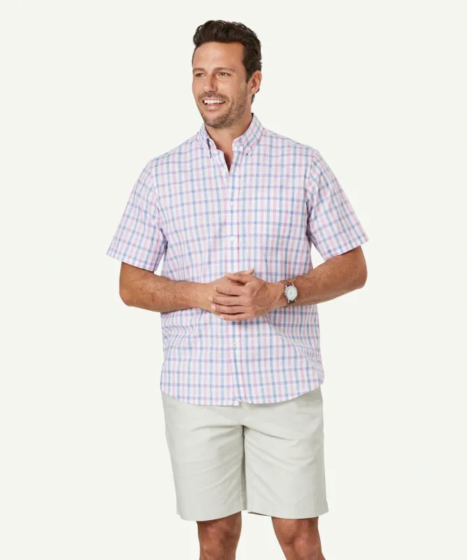 Easy Care Slub Check Short Sleeve Shirt - Pink sold by GAZMAN
