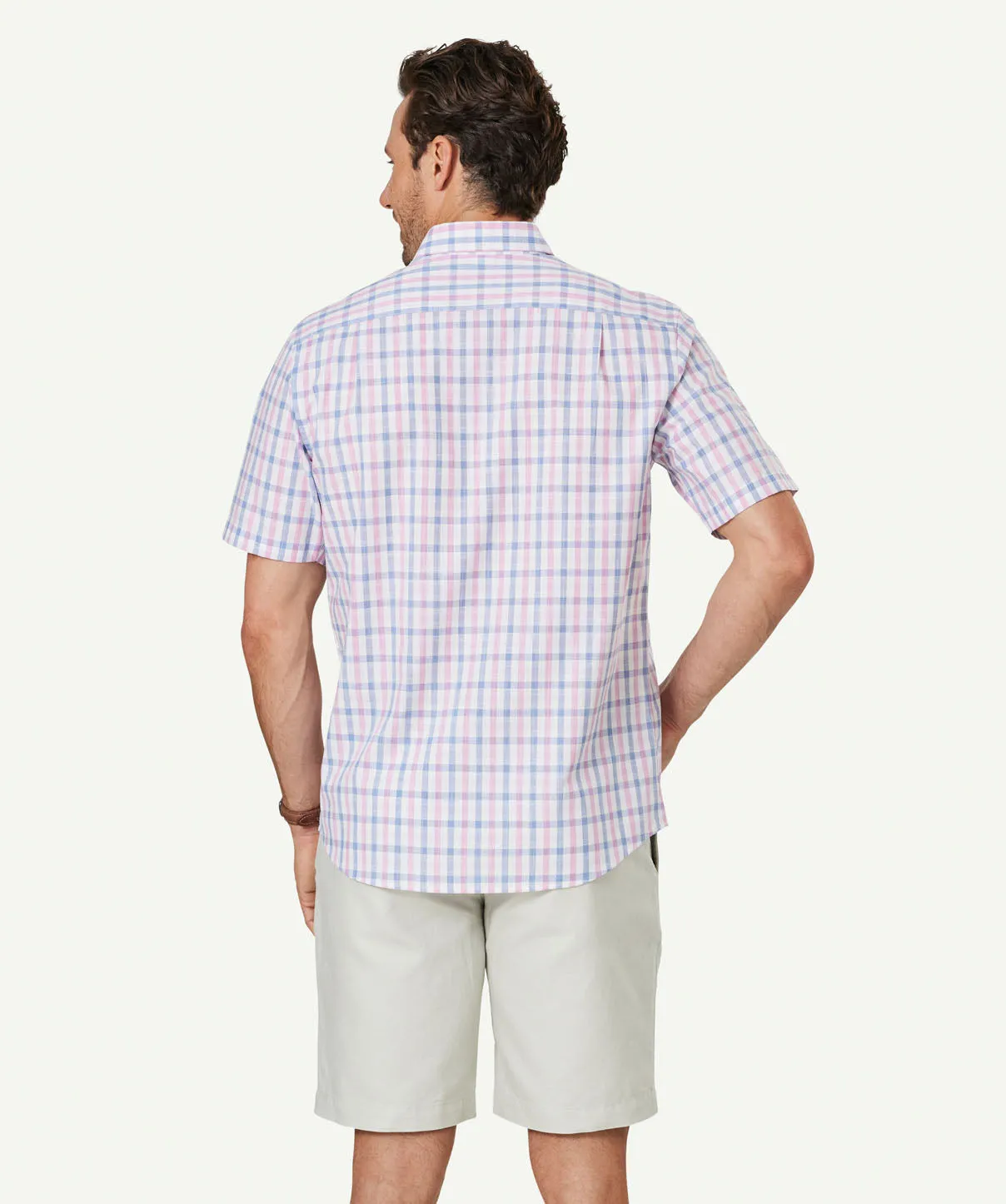 Easy Care Slub Check Short Sleeve Shirt - Pink sold by GAZMAN product image thumbnail 3