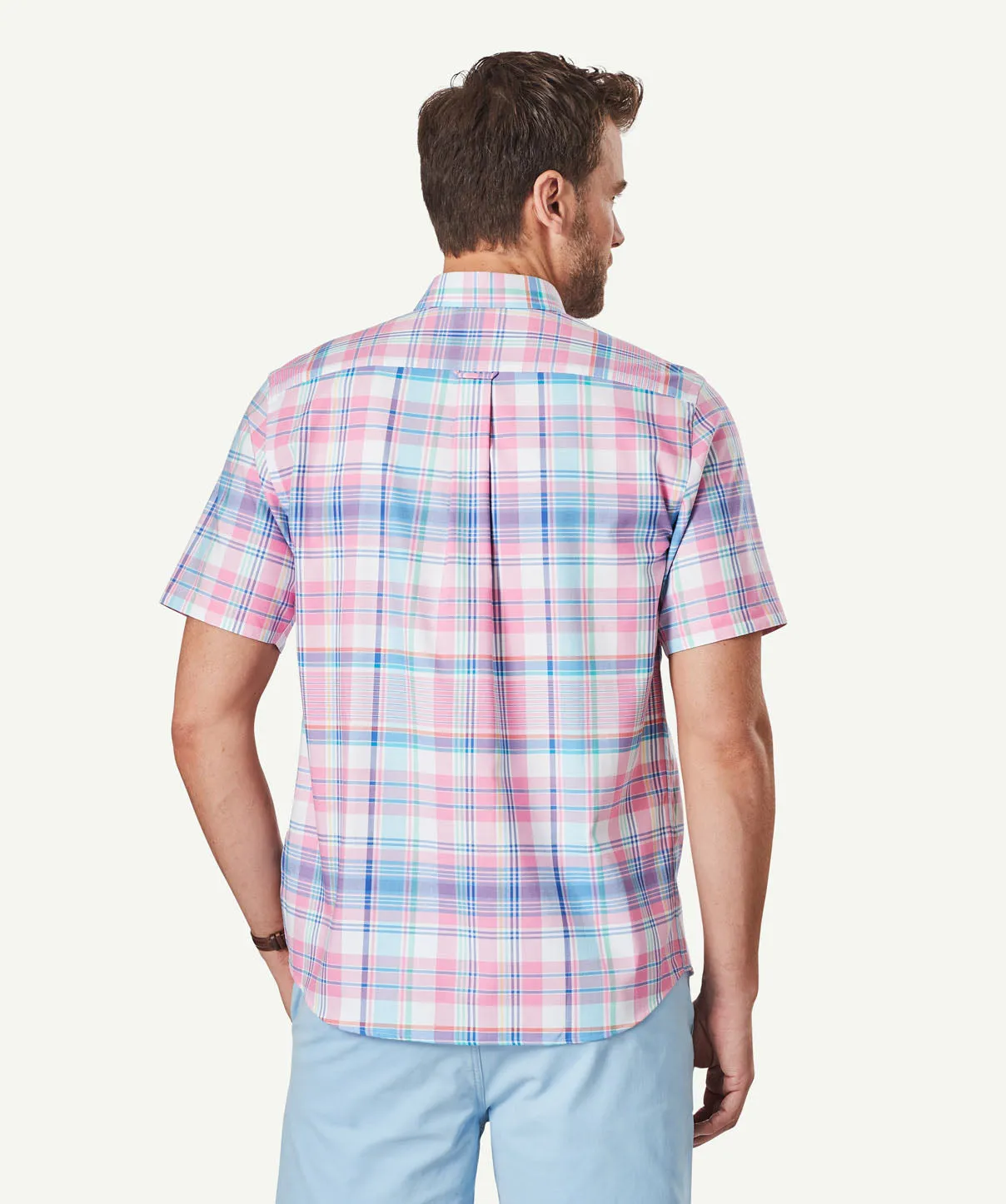 Easy Care Oxford Check Short Sleeve Shirt - Pink sold by GAZMAN product image thumbnail 3