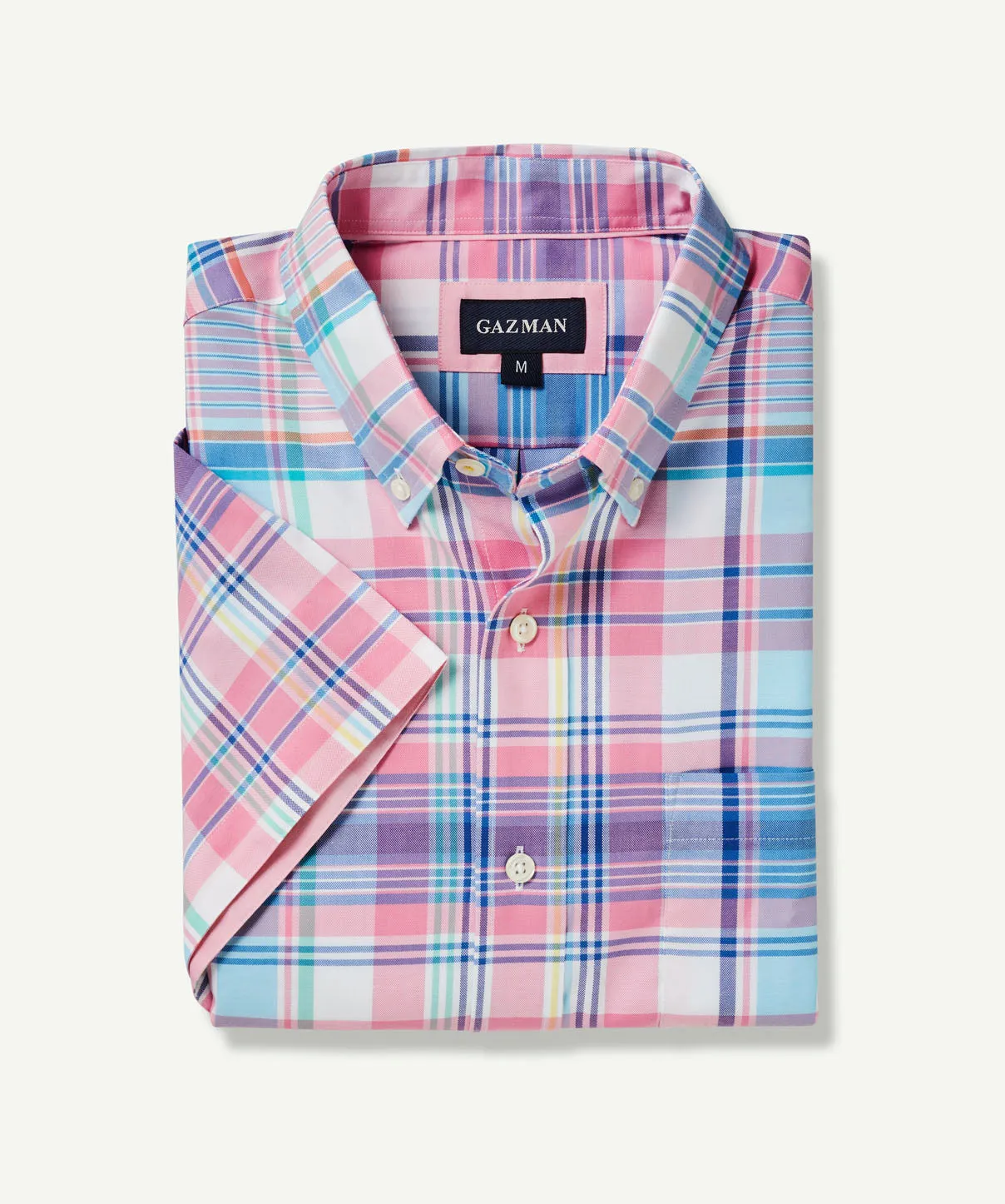 Easy Care Oxford Check Short Sleeve Shirt - Pink sold by GAZMAN product image thumbnail 2