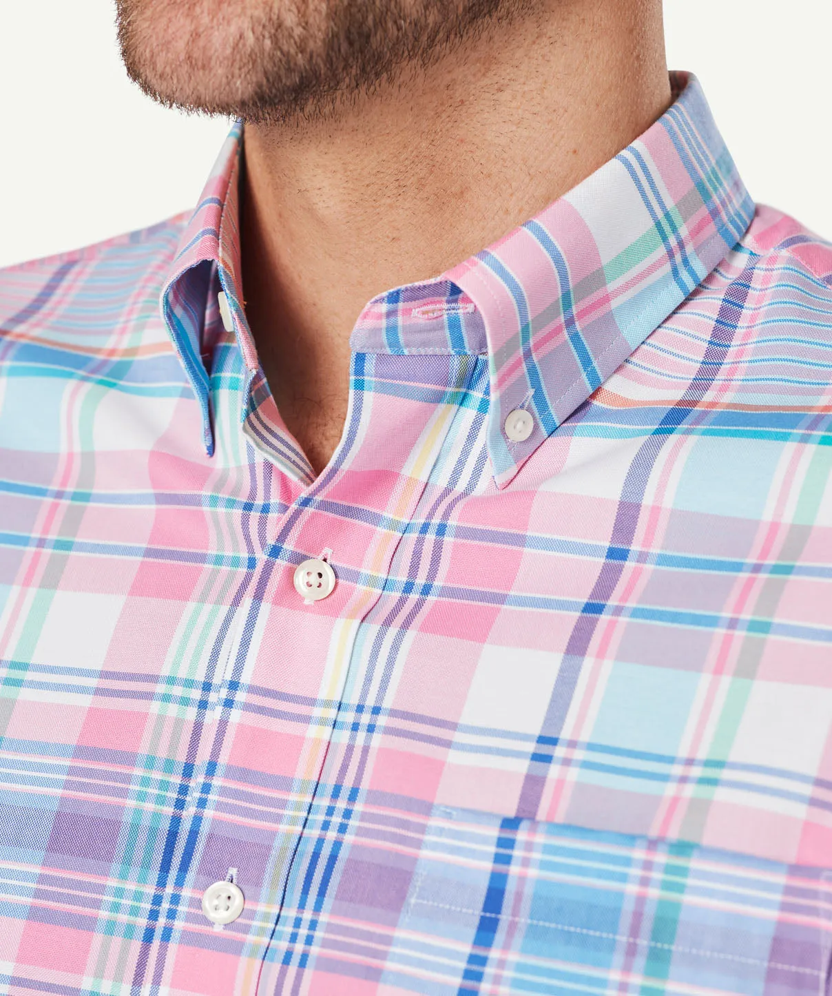 Easy Care Oxford Check Short Sleeve Shirt - Pink sold by GAZMAN product image thumbnail 4