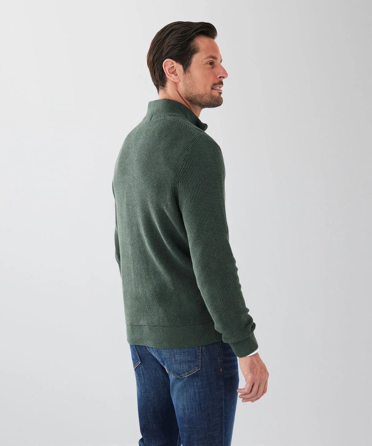 Cotton Waffle Half Zip Knit - Forest sold by GAZMAN product image thumbnail 2