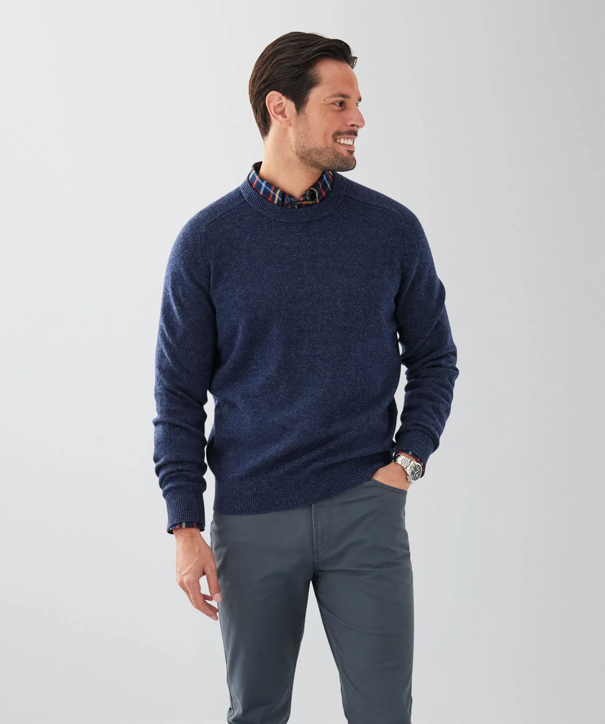 Lambswool Crew Neck Knit - Denim sold by GAZMAN