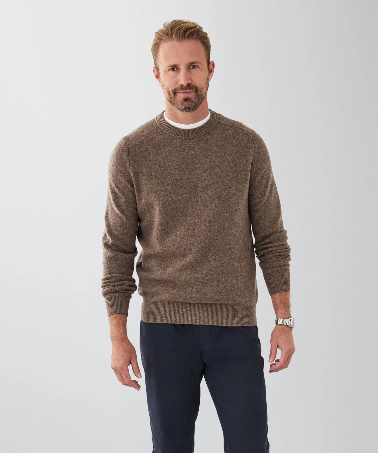 Lambswool Crew Neck Knit - Walnut sold by GAZMAN