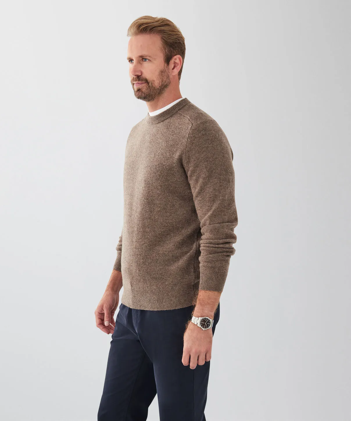Lambswool Crew Neck Knit - Walnut sold by GAZMAN product image thumbnail 5