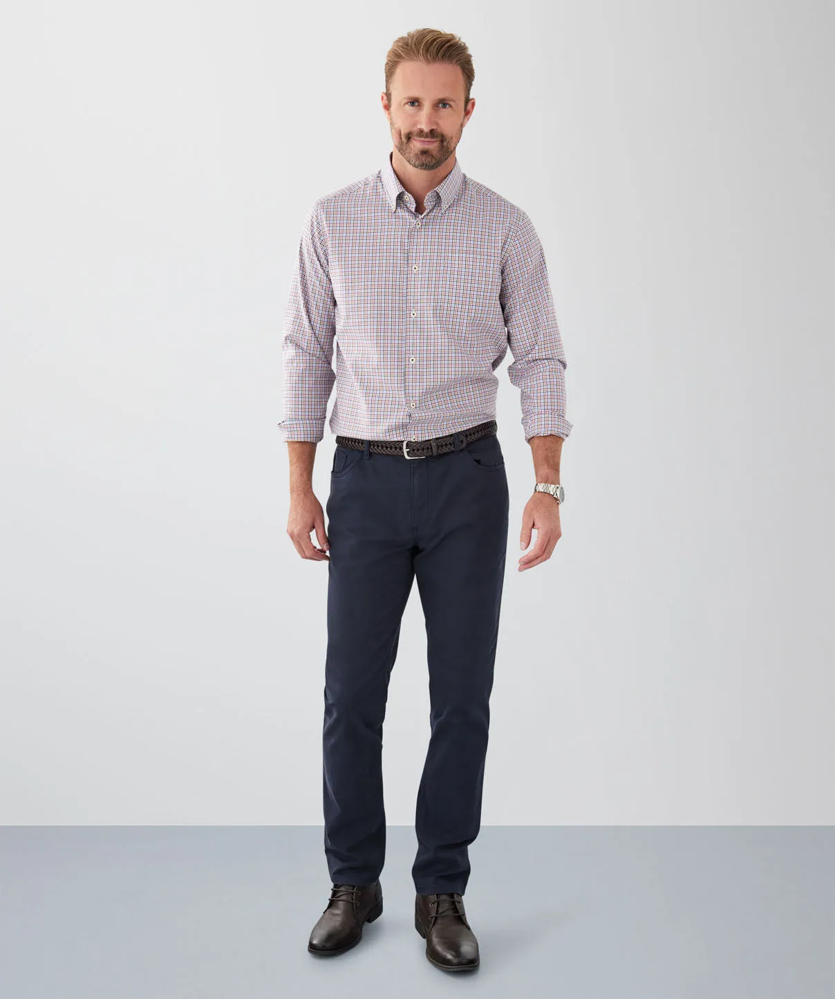 Easy Care Multi Check Long Sleeve Shirt - Plum sold by GAZMAN product image thumbnail 4