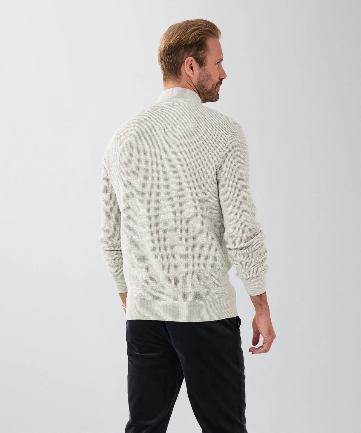 Cotton Waffle Half Zip Knit - Oatmeal sold by GAZMAN product image thumbnail 2
