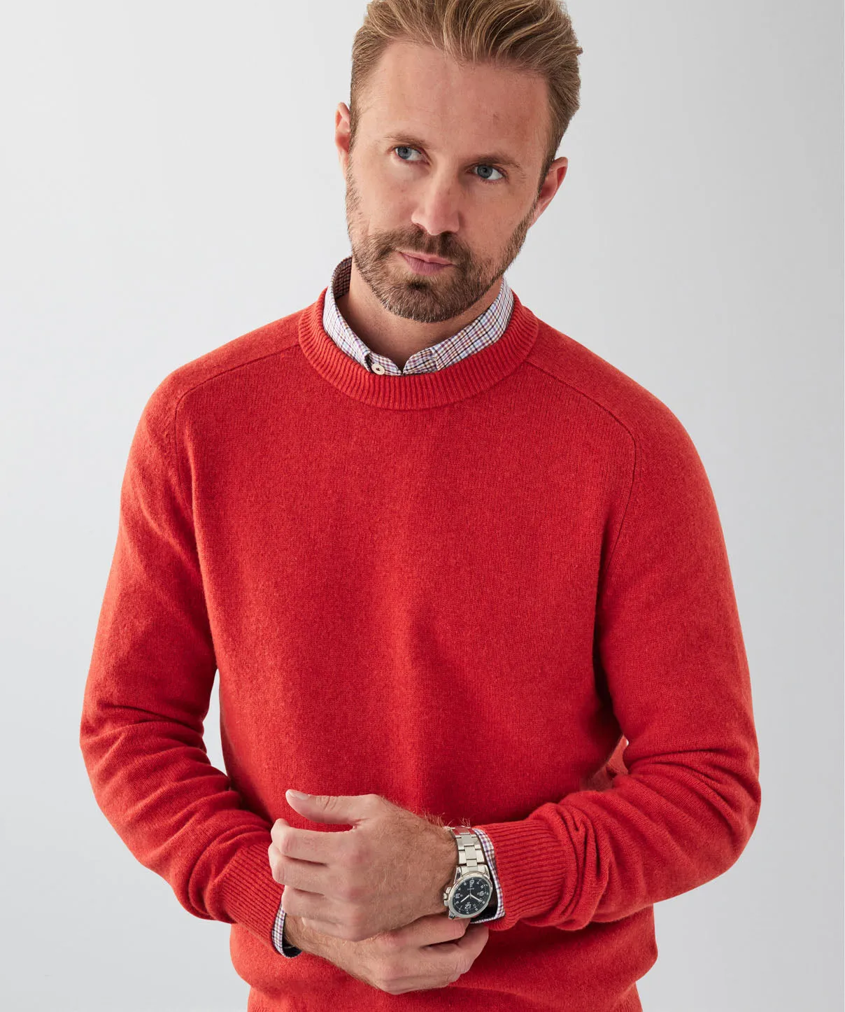 Lambswool Crew Neck Knit - Red sold by GAZMAN product image thumbnail 3