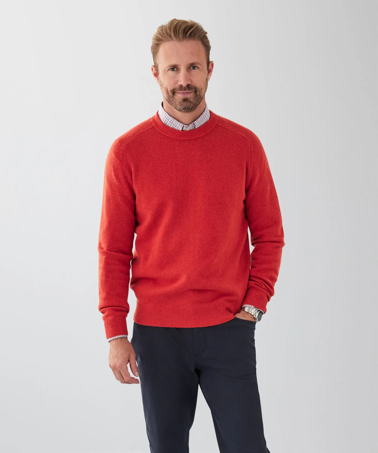 Lambswool Crew Neck Knit - Red sold by GAZMAN