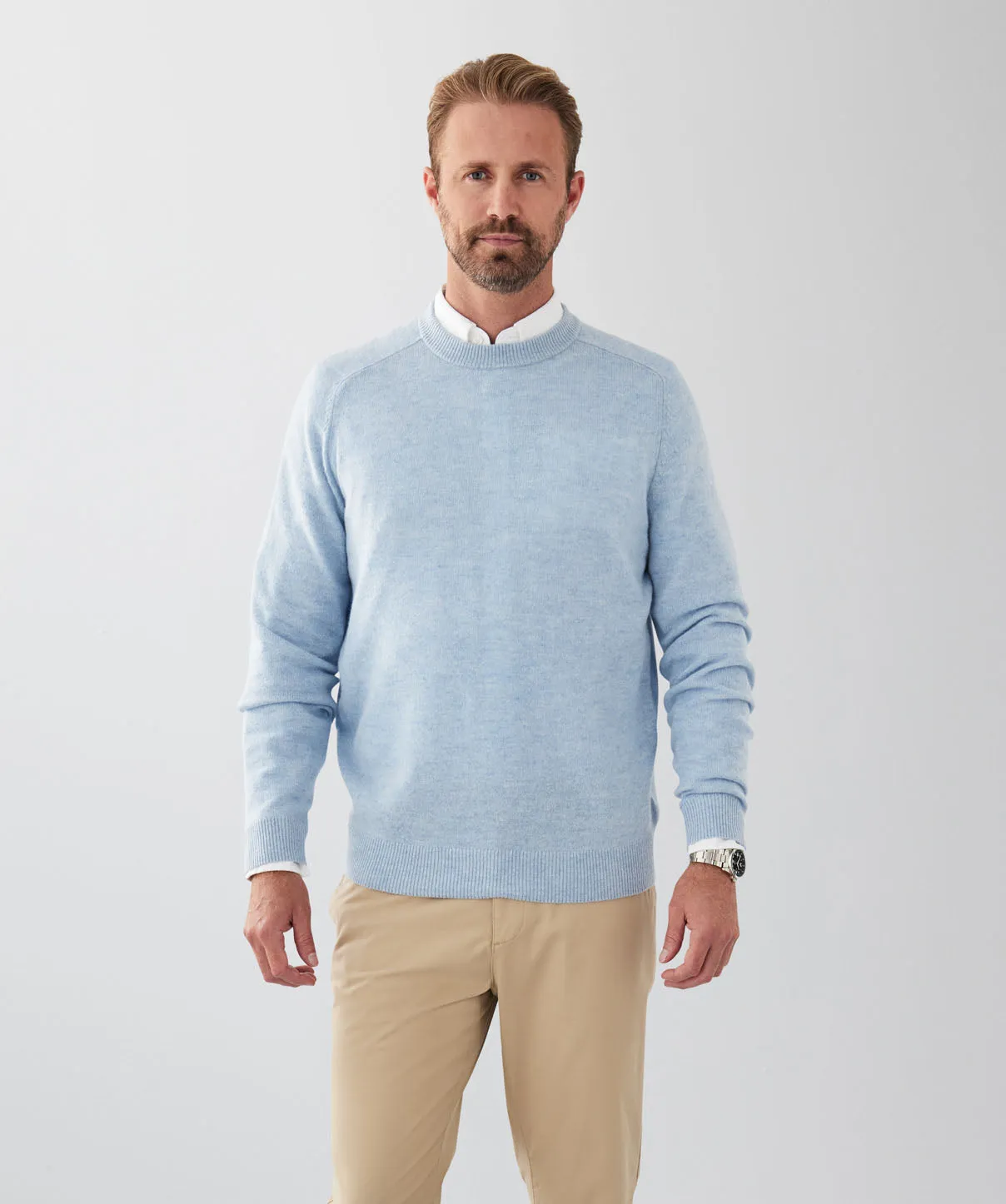Lambswool Crew Neck Knit - Sky Blue sold by GAZMAN