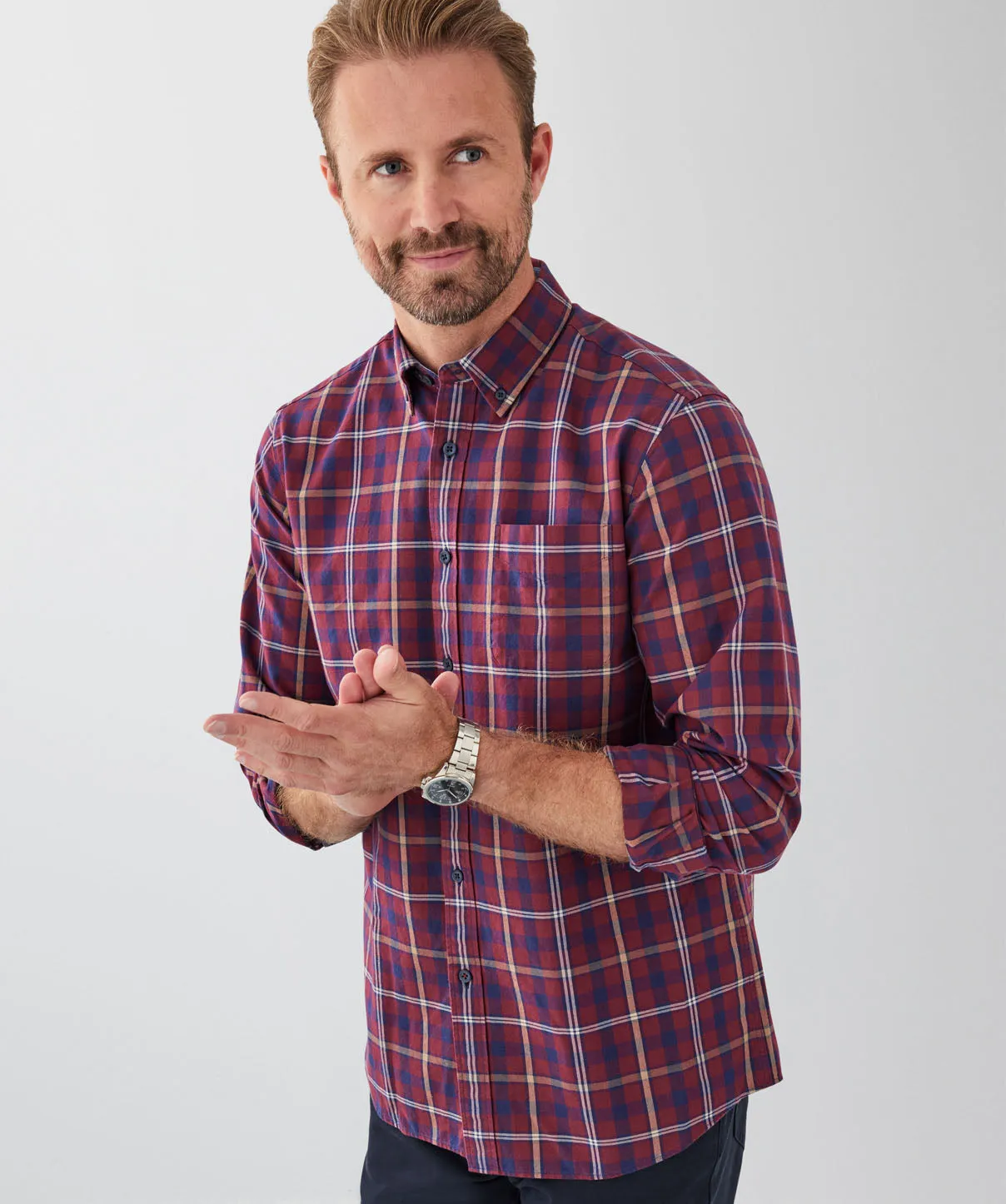 Casual Oxford Check Long Sleeve Shirt - Multi sold by GAZMAN product image thumbnail 3