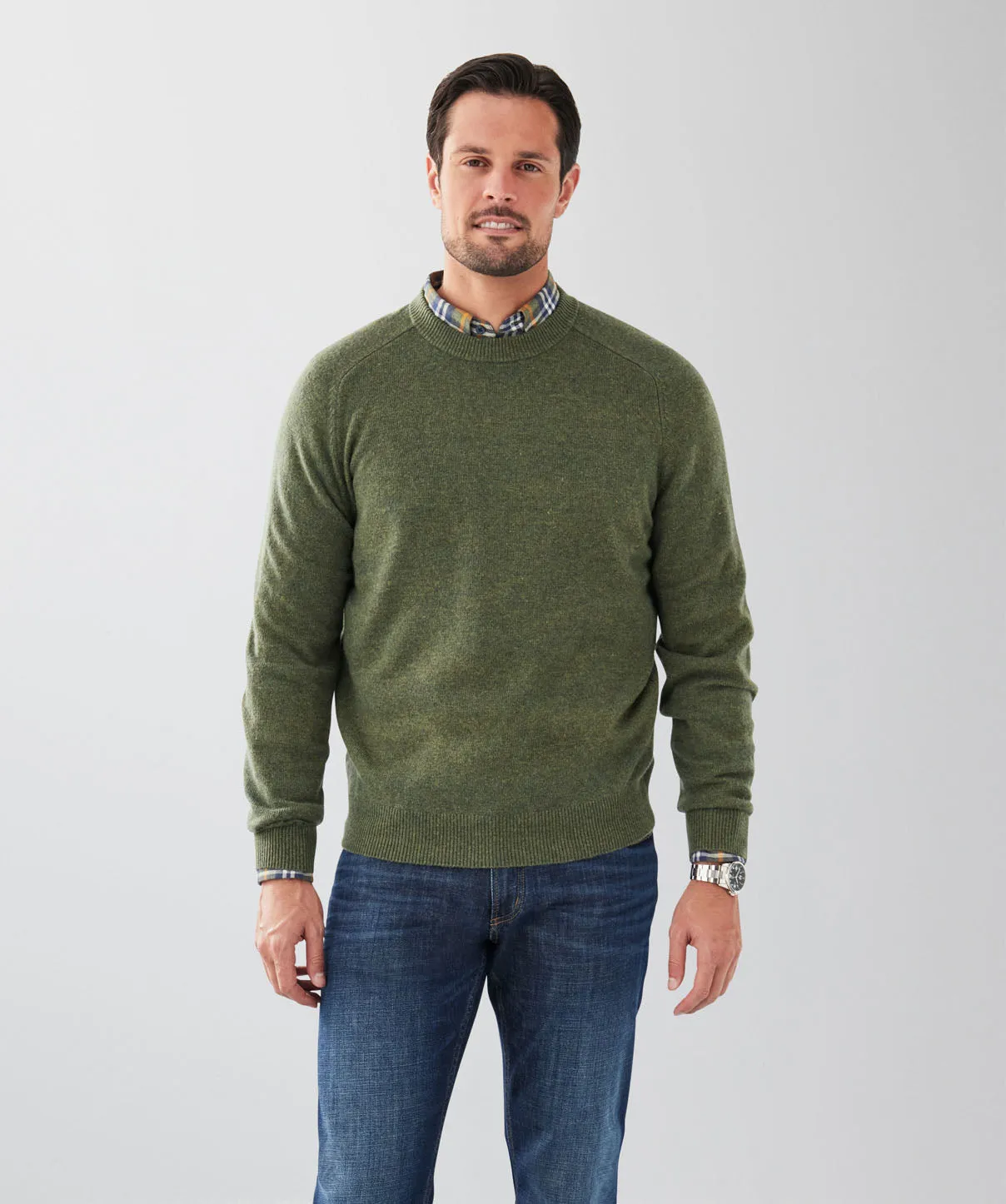 Lambswool Crew Neck Knit - Forest sold by GAZMAN