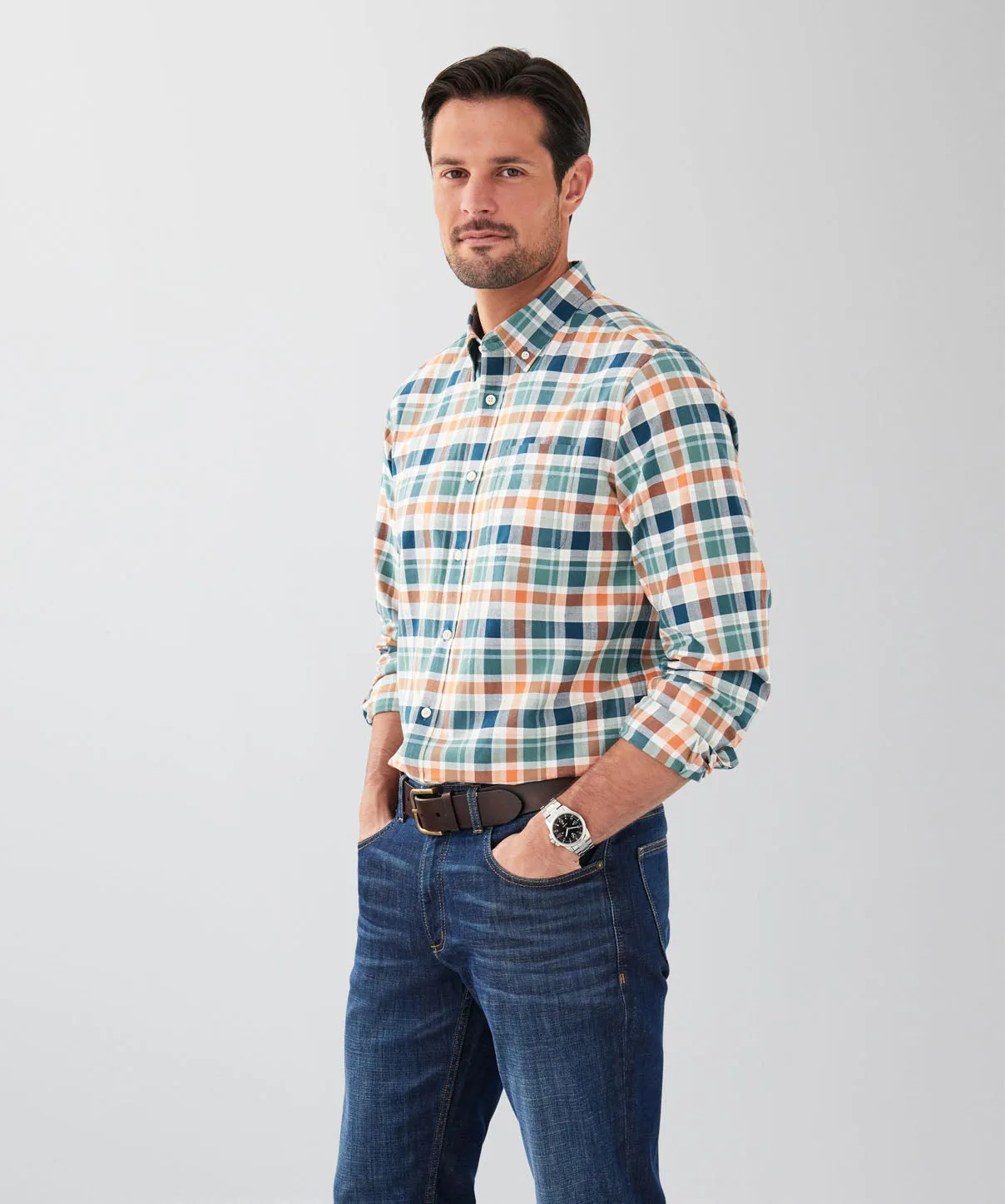 Casual Oxford Multi Check Long Sleeve Shirt - Multi sold by GAZMAN product image thumbnail 5