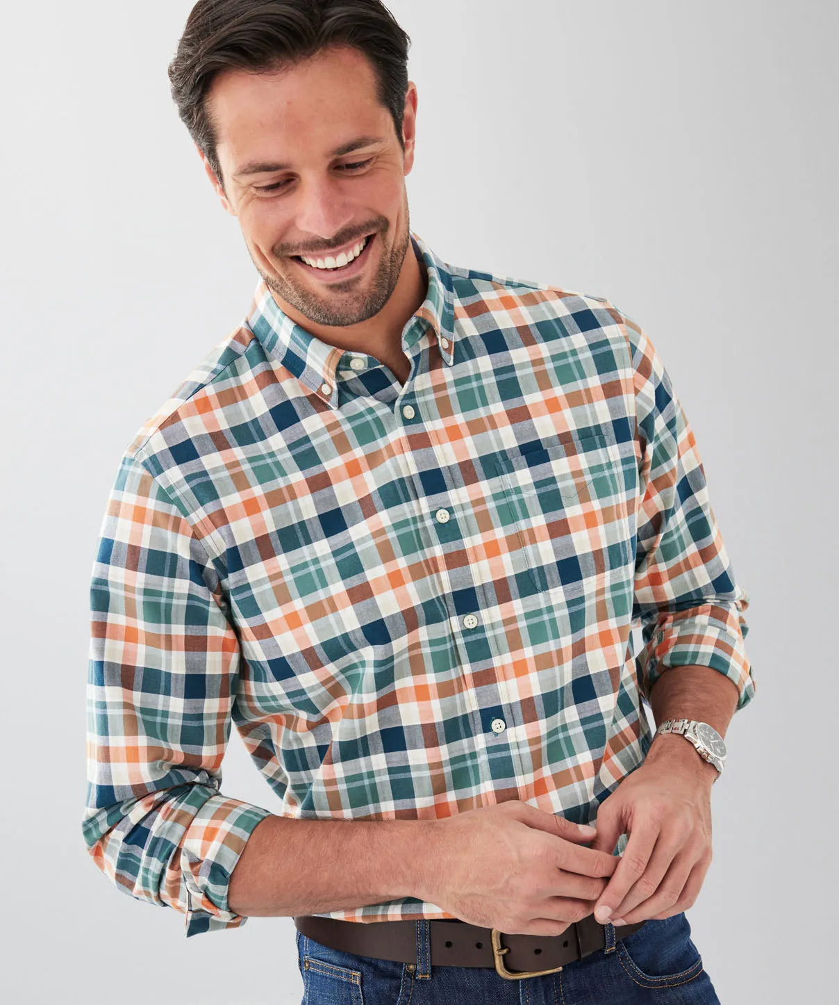 Casual Oxford Multi Check Long Sleeve Shirt - Multi sold by GAZMAN product image thumbnail 3