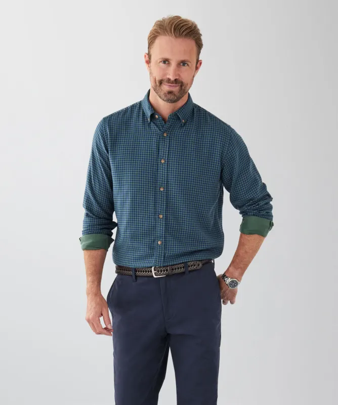 Casual Double Face Check Long Sleeve Shirt - Dark Khaki sold by GAZMAN