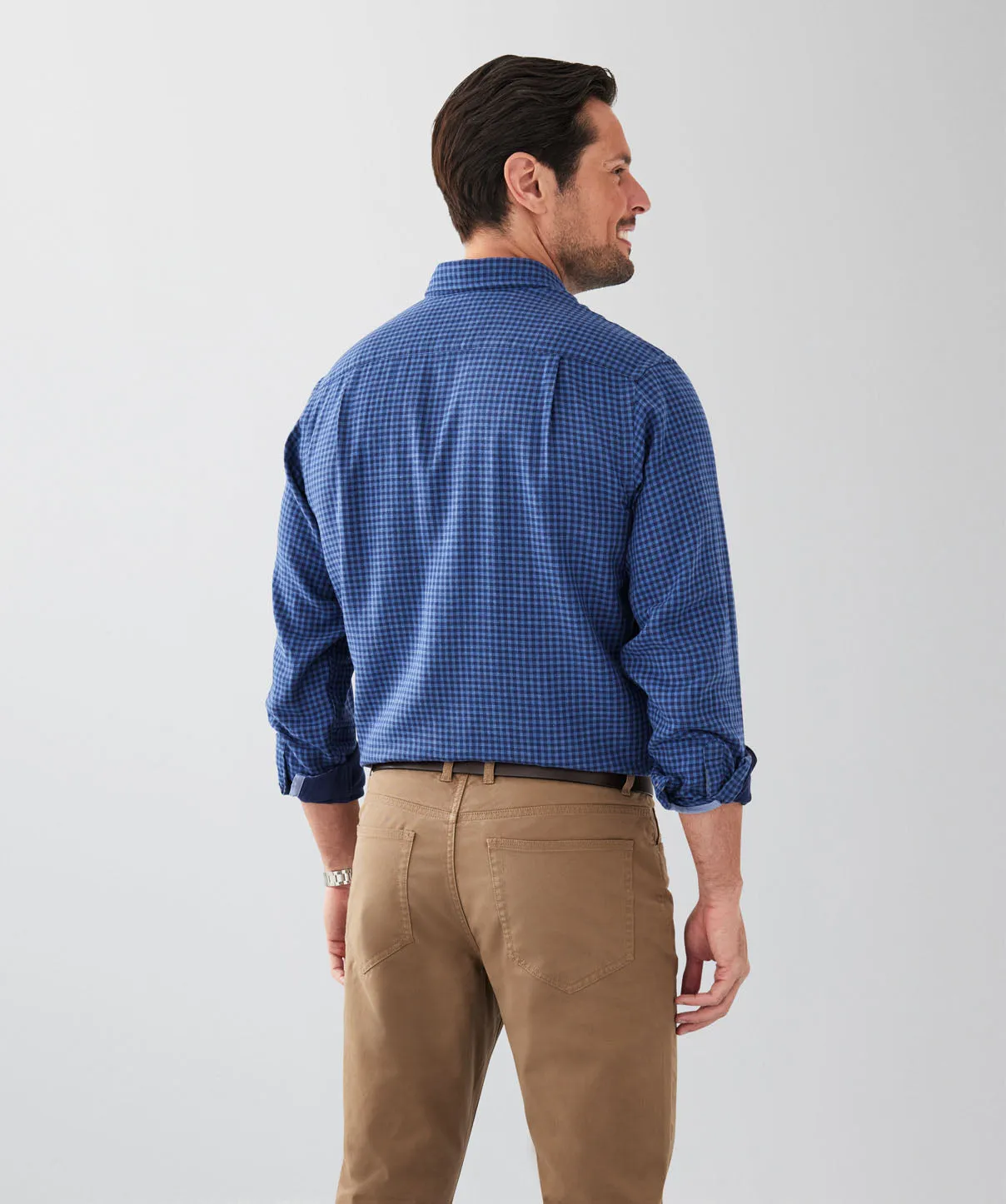 Casual Double Face Check Long Sleeve Shirt - Navy sold by GAZMAN product image thumbnail 2