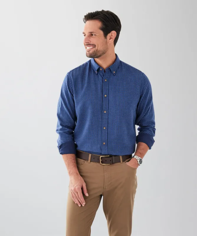 Casual Double Face Check Long Sleeve Shirt - Navy sold by GAZMAN
