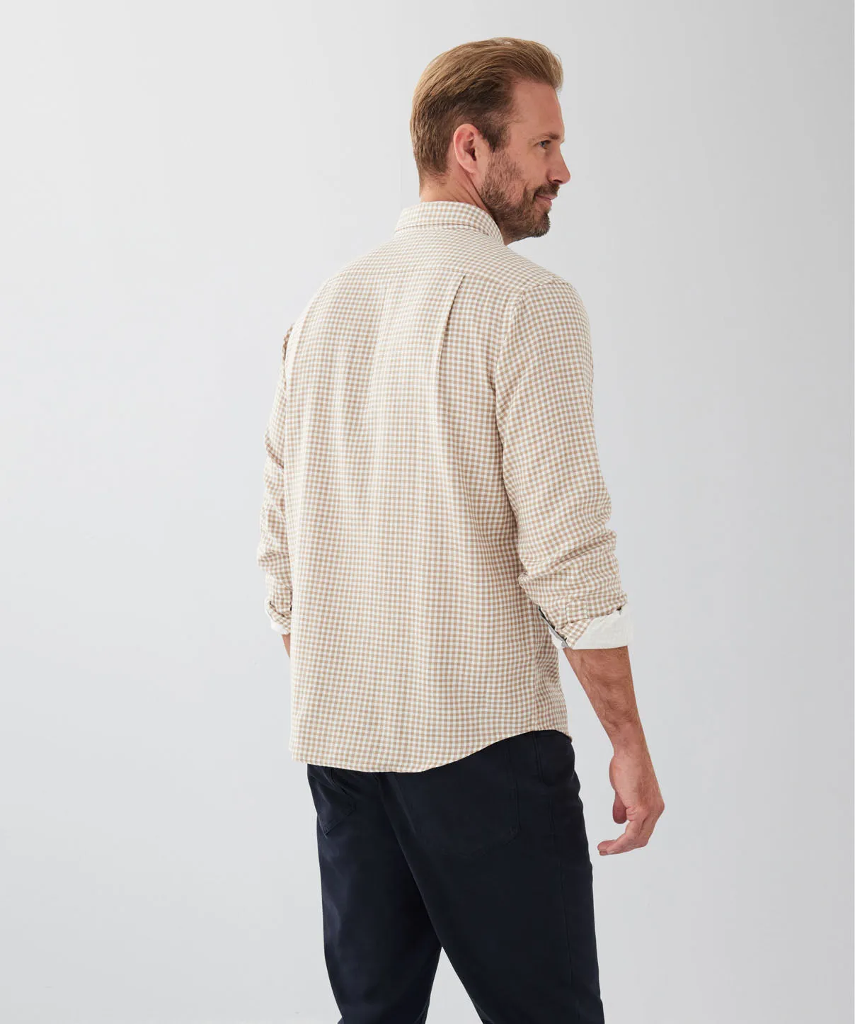 Casual Double Face Check Long Sleeve Shirt - Taupe sold by GAZMAN product image thumbnail 2