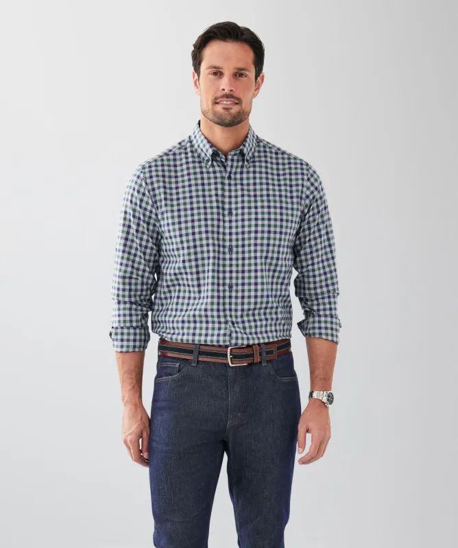 Easy Care Twill Check Long Sleeve Shirt - Dark Grey sold by GAZMAN