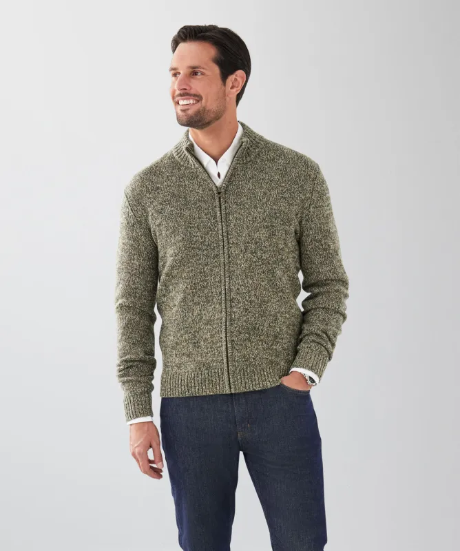 Zip Through Bomber Knit - Khaki sold by GAZMAN