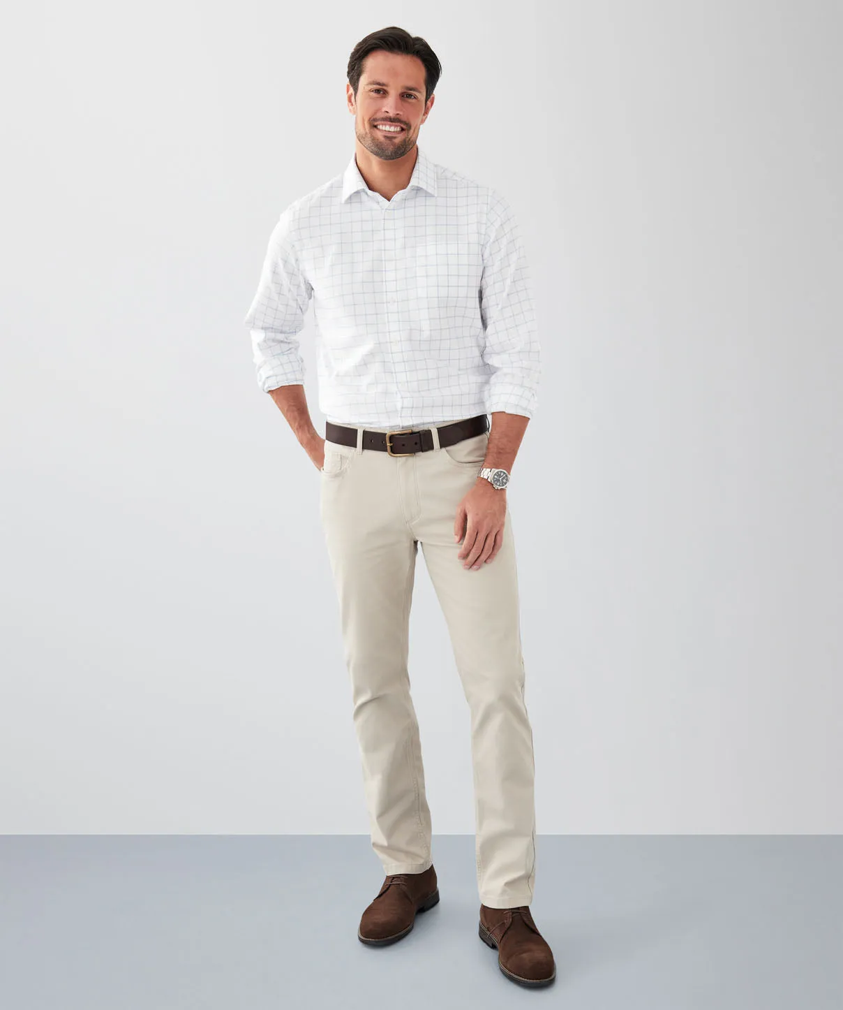 Non-Iron Dobby Check Long Sleeve Shirt - Blue sold by GAZMAN product image thumbnail 4