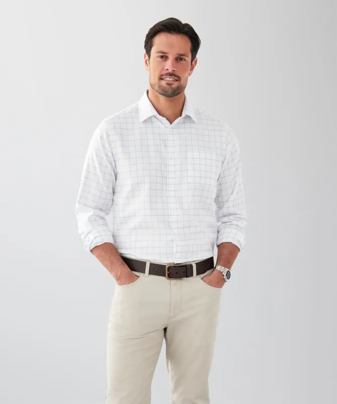 Non-Iron Dobby Check Long Sleeve Shirt - Blue sold by GAZMAN