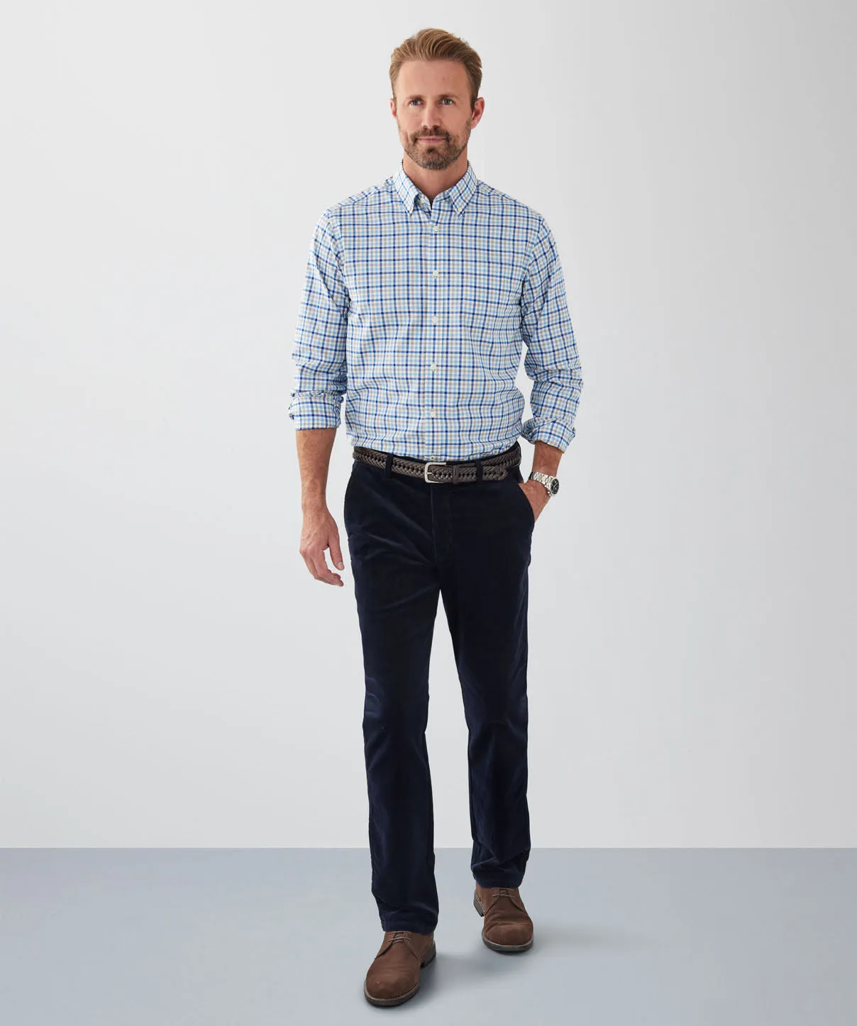 Easy Care Multi Check Long Sleeve Shirt - Blue sold by GAZMAN product image thumbnail 4