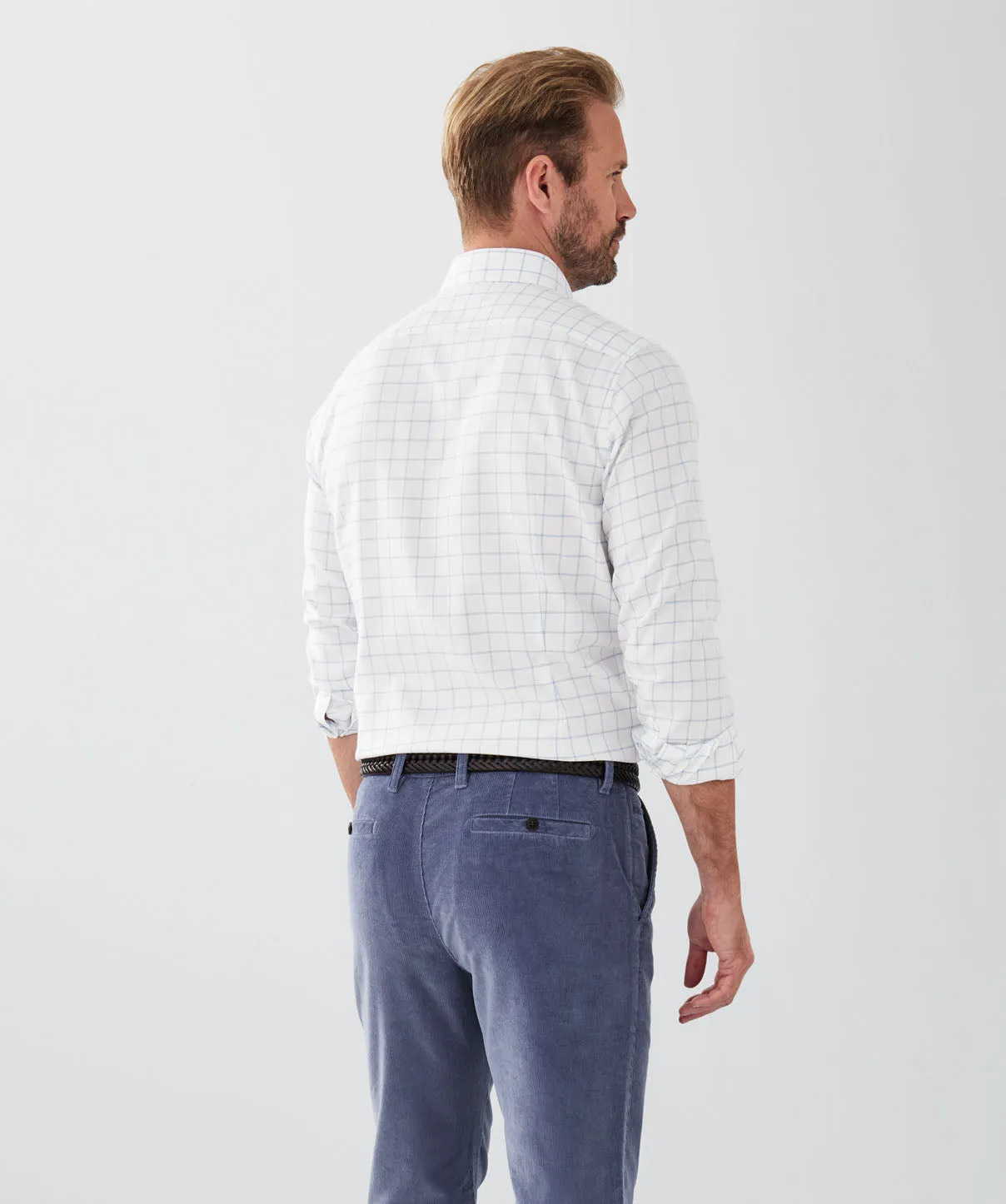 Tailored Fit Non-Iron Dobby Check Long Sleeve Shirt - Blue sold by GAZMAN product image thumbnail 2