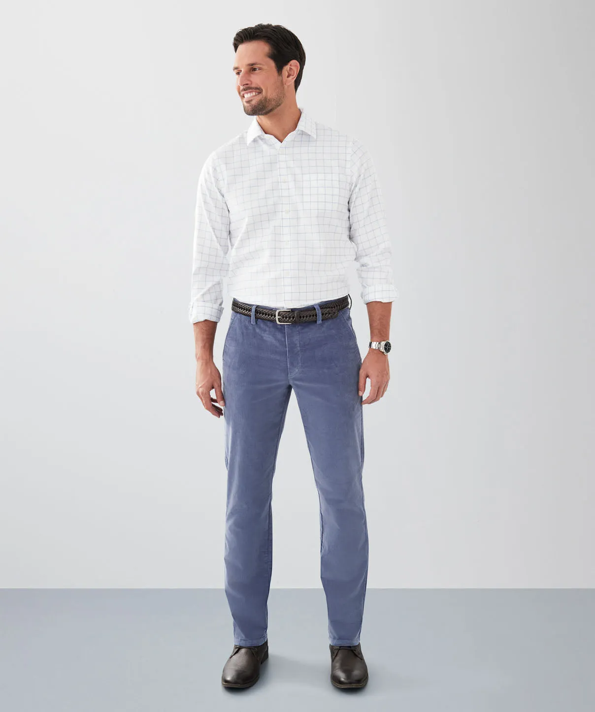 Tailored Fit Non-Iron Dobby Check Long Sleeve Shirt - Blue sold by GAZMAN product image thumbnail 4