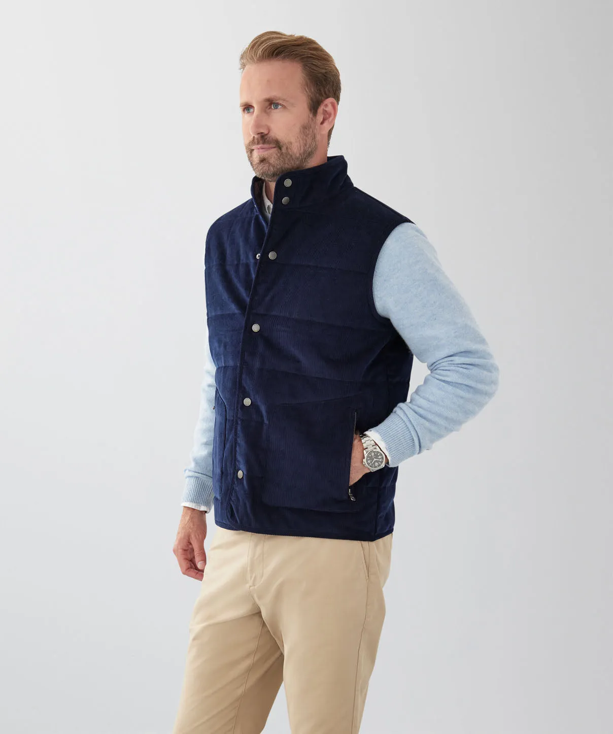 Corduroy Puffer Vest - French Navy sold by GAZMAN product image thumbnail 5