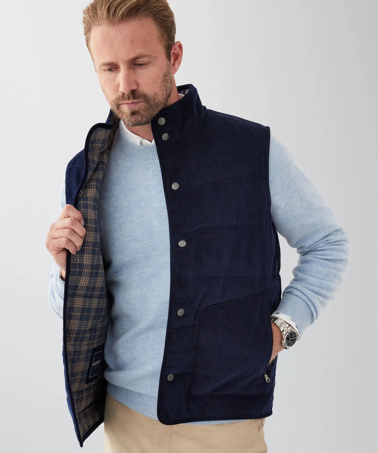 Corduroy Puffer Vest - French Navy sold by GAZMAN product image thumbnail 3