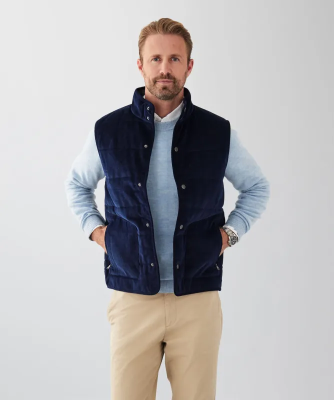 Corduroy Puffer Vest - French Navy sold by GAZMAN