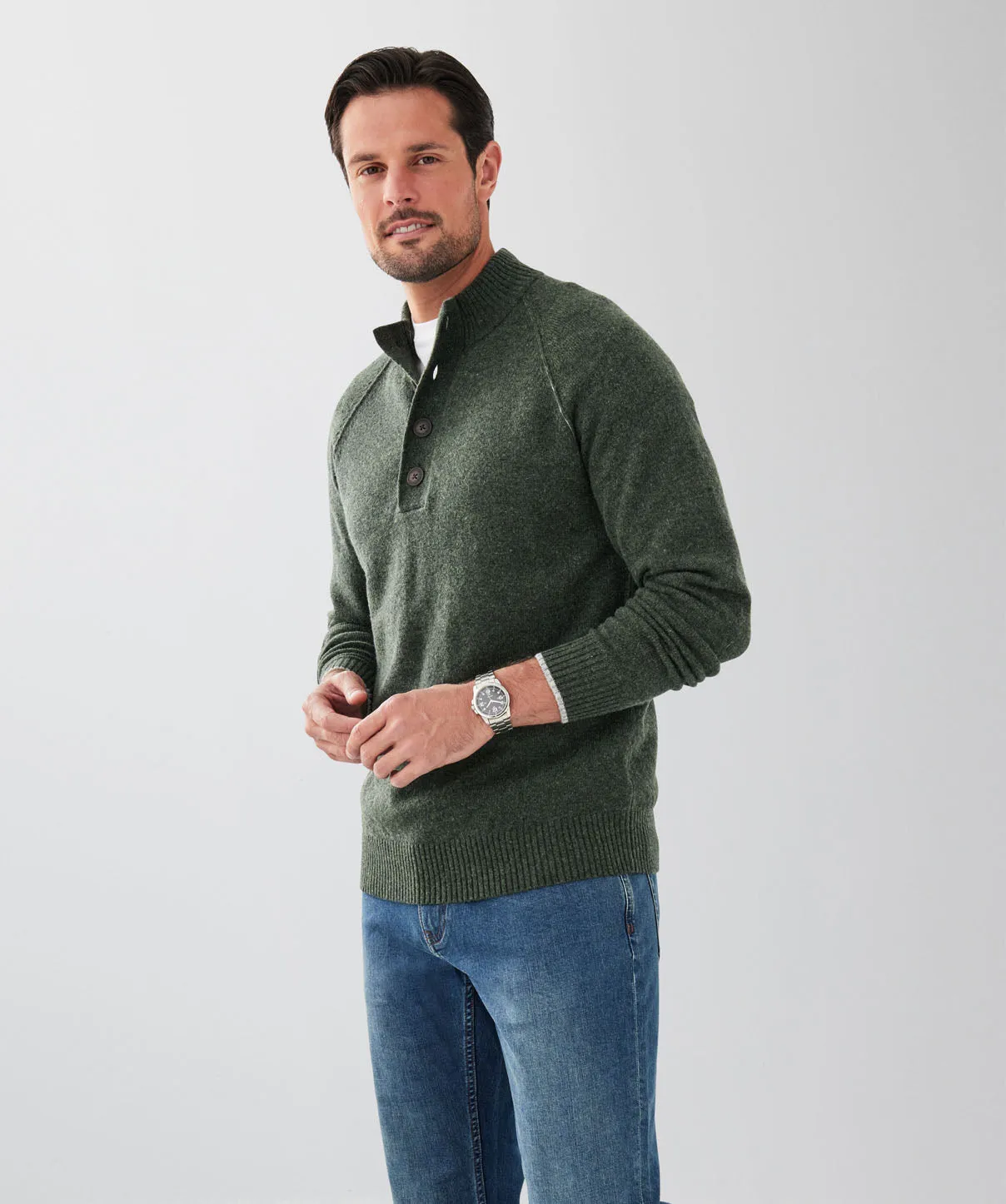Wool Blend Raglan Half Button - Forest sold by GAZMAN product image thumbnail 5