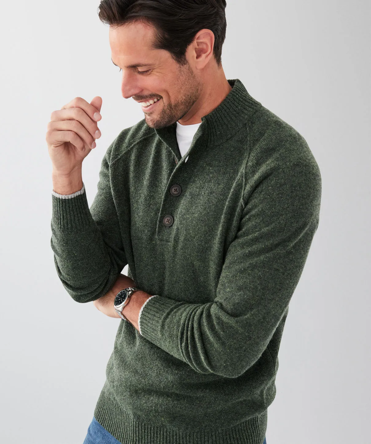 Wool Blend Raglan Half Button - Forest sold by GAZMAN product image thumbnail 3