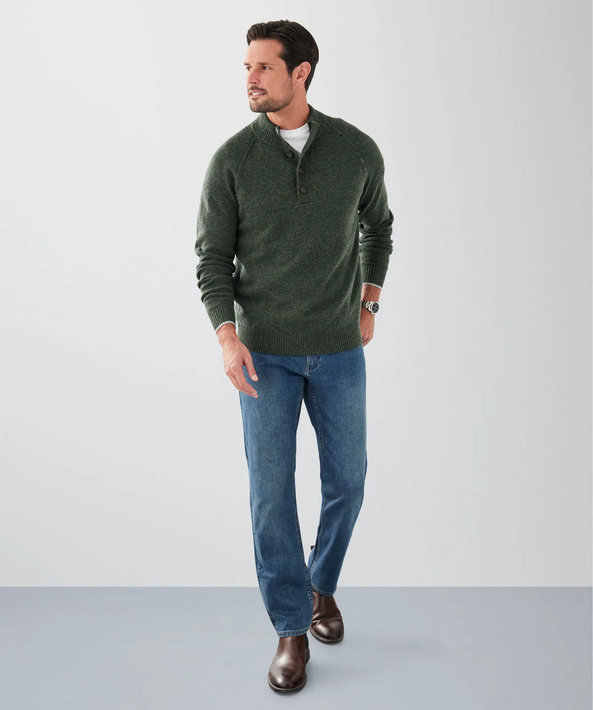 Wool Blend Raglan Half Button - Forest sold by GAZMAN product image thumbnail 4