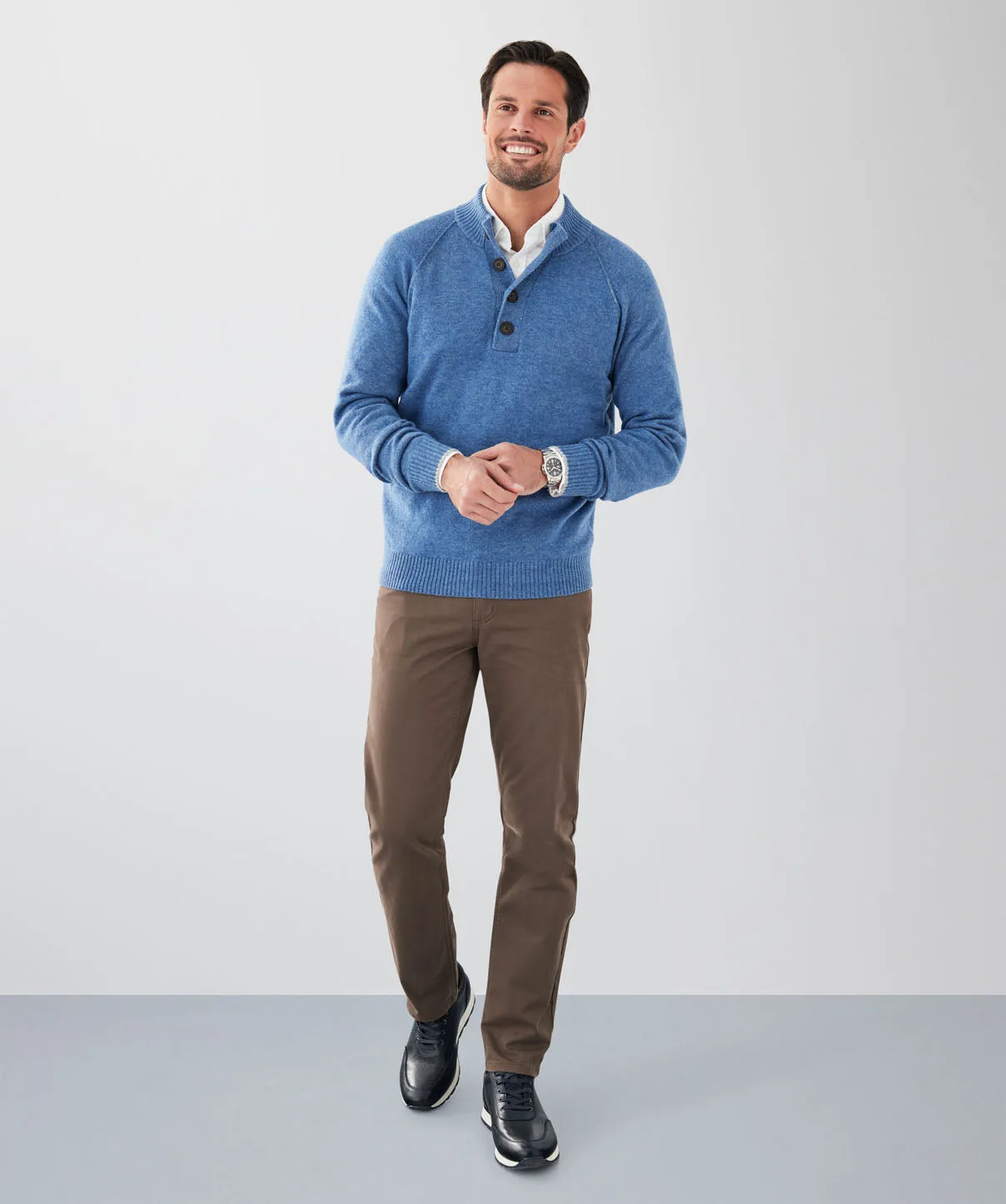 Wool Blend Raglan Half Button - Denim sold by GAZMAN product image thumbnail 4