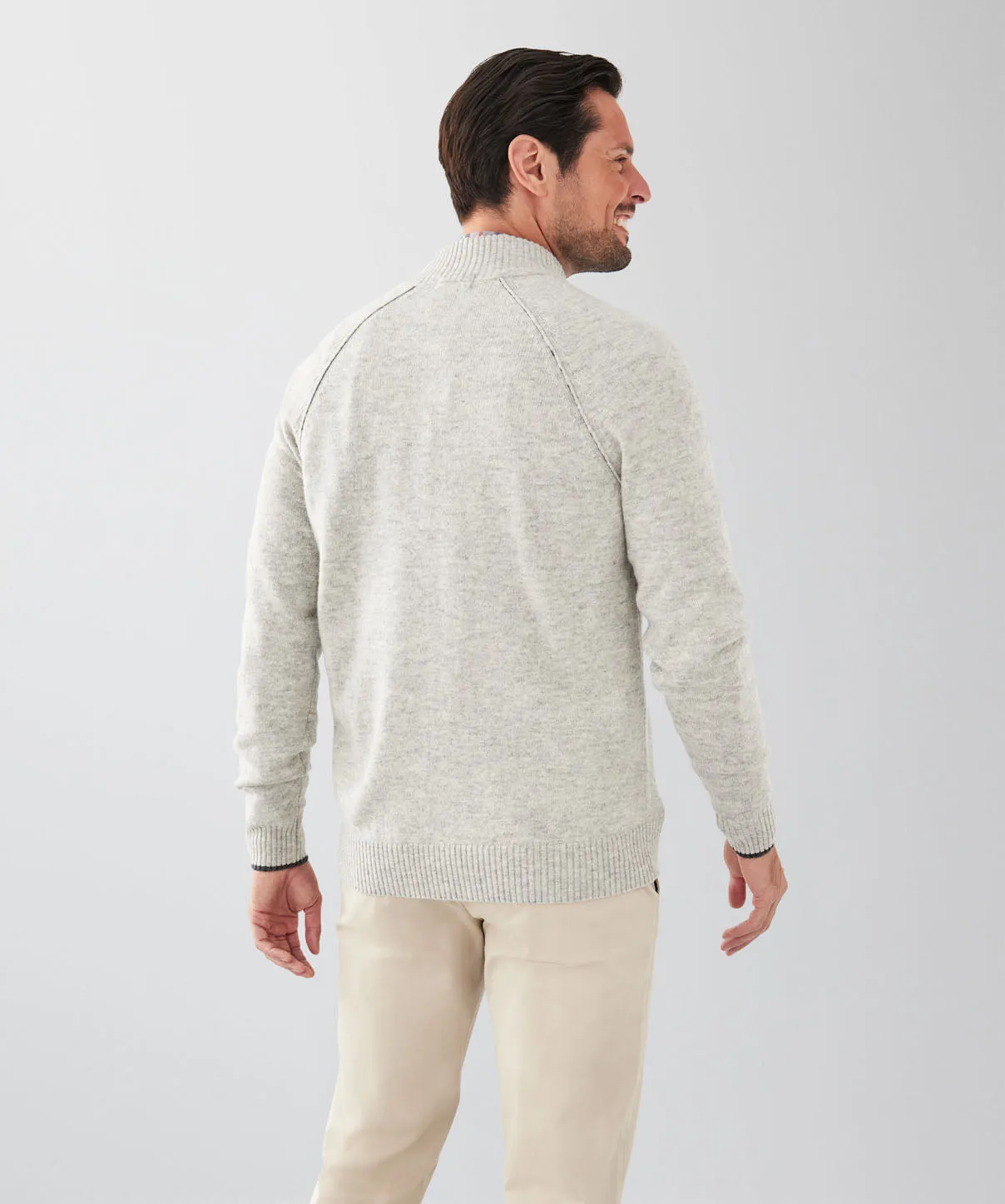 Wool Blend Raglan Half Button - Light Grey sold by GAZMAN product image thumbnail 2