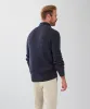 Two Tone Wool Blend Half Zip Knit - Navy sold by GAZMAN
