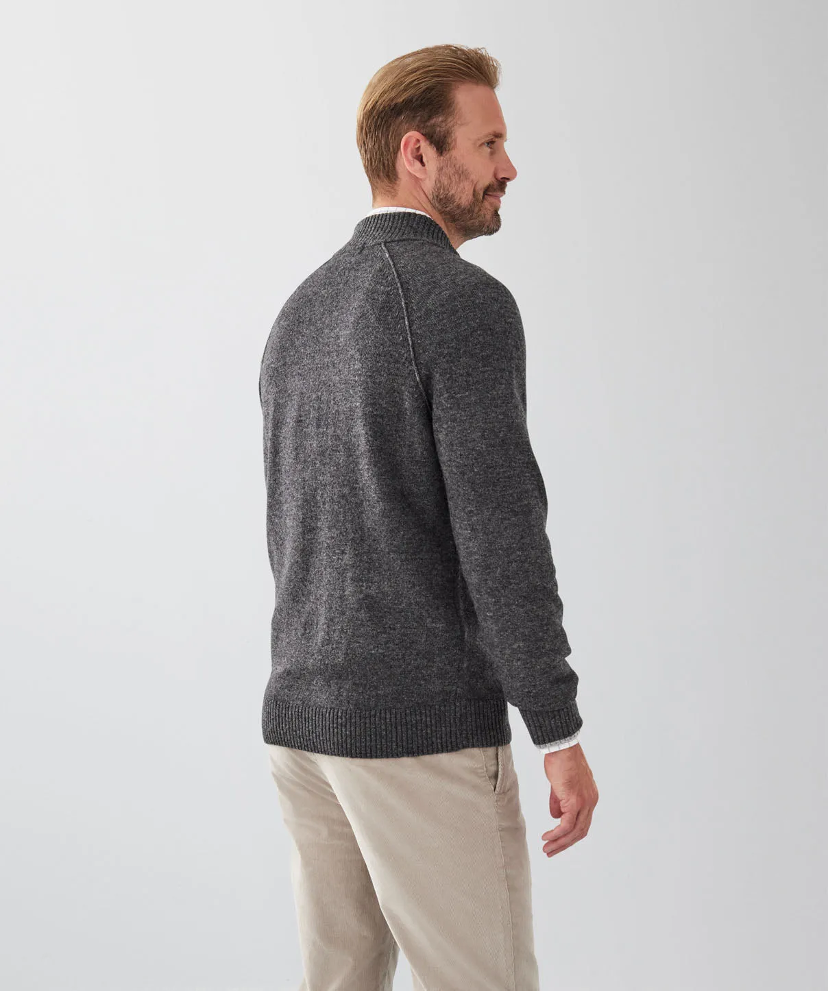 Wool Blend Raglan Half Button - Charcoal sold by GAZMAN product image thumbnail 2