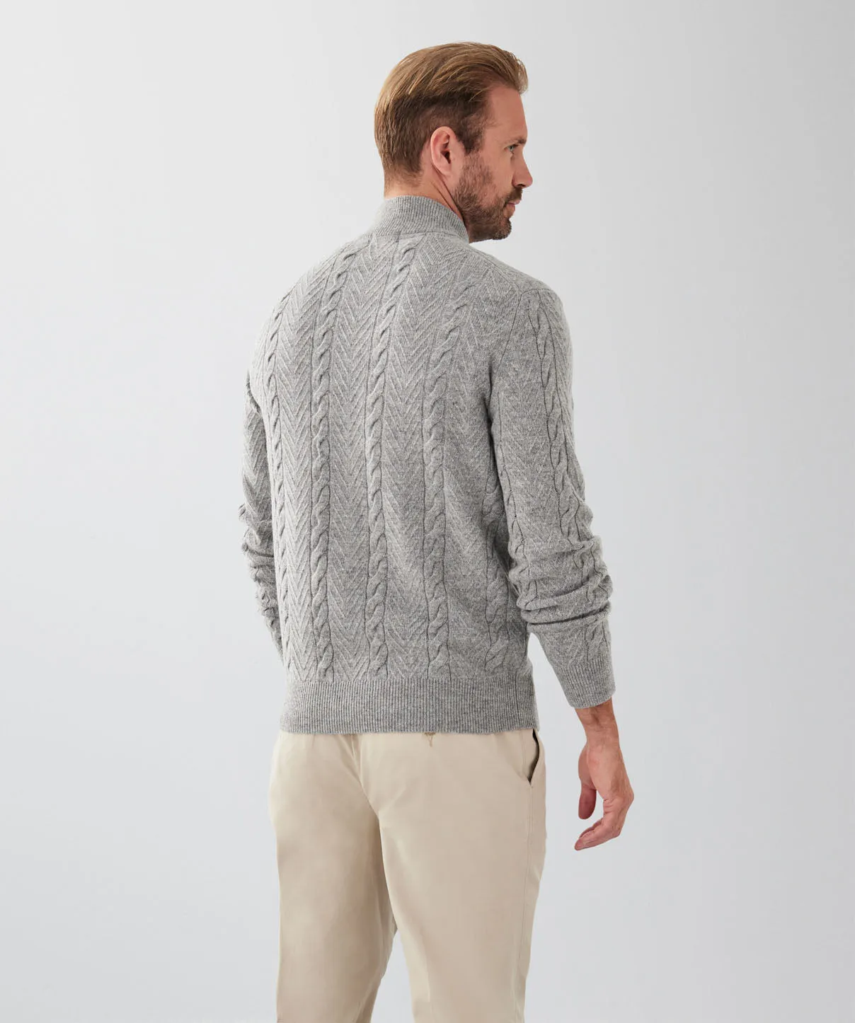Wool Blend Cable Half Zip Knit - Grey Marle sold by GAZMAN product image thumbnail 2