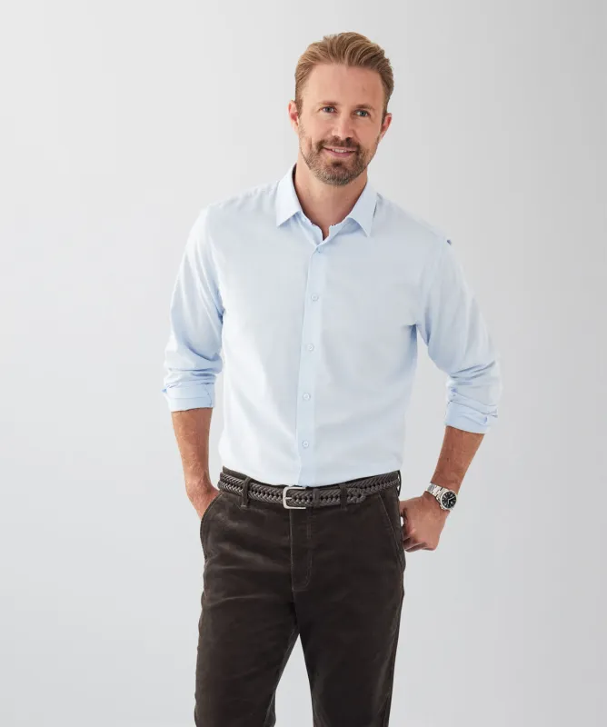 Brushed Plain Twill Long Sleeve Shirt - Sky Blue sold by GAZMAN