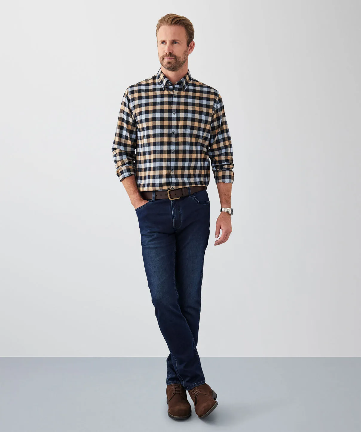 Brushed Box Twill Check Long Sleeve Shirt - Black sold by GAZMAN product image thumbnail 4